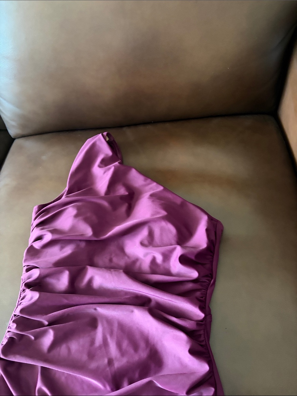 J. Crew One-Shoulder Sleek Ruched One-Piece Swimsuit in Plum